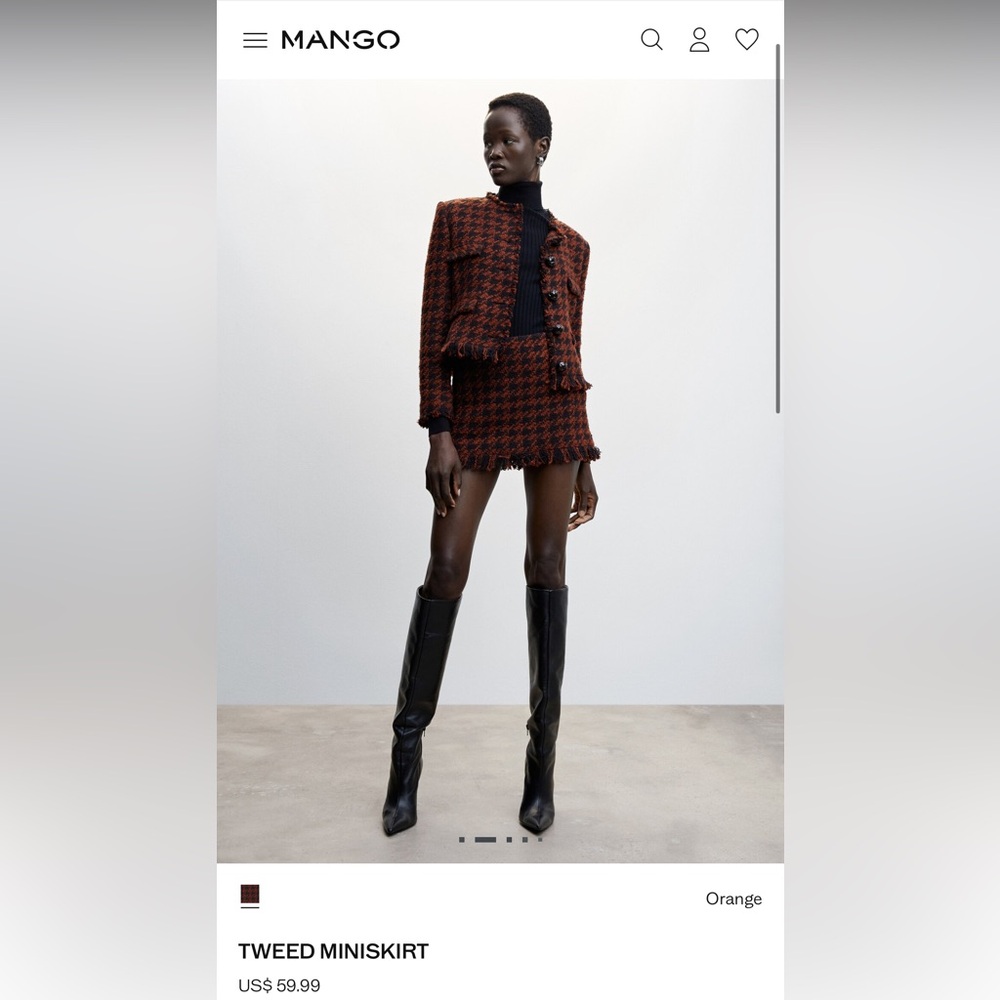 Mango Tweed Mini Skirt